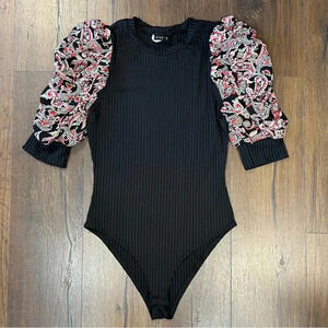 Day G ribbed paisley sleeve bodysuit SZ LG
